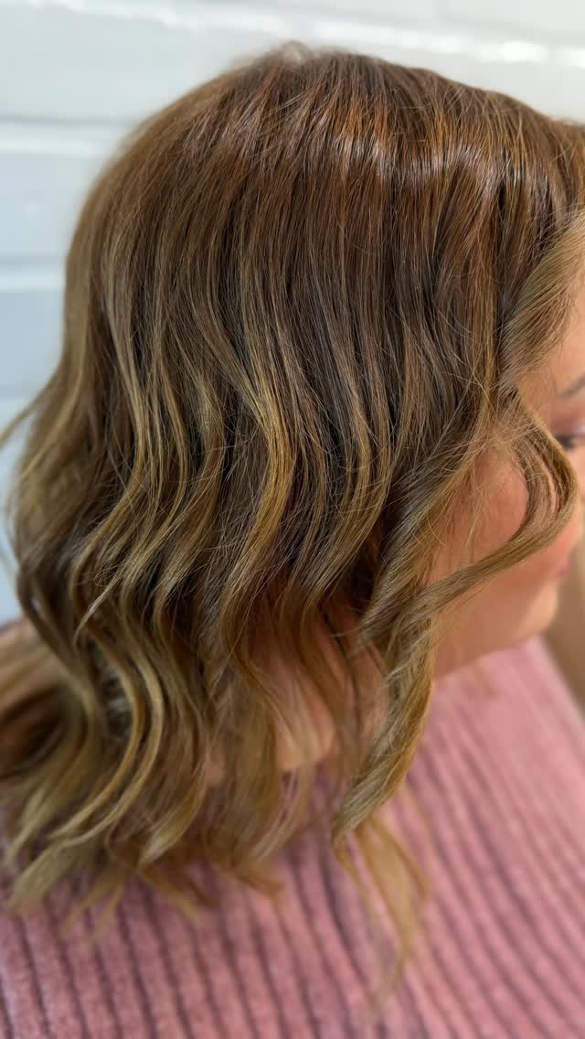 Warm caramel blowout waves